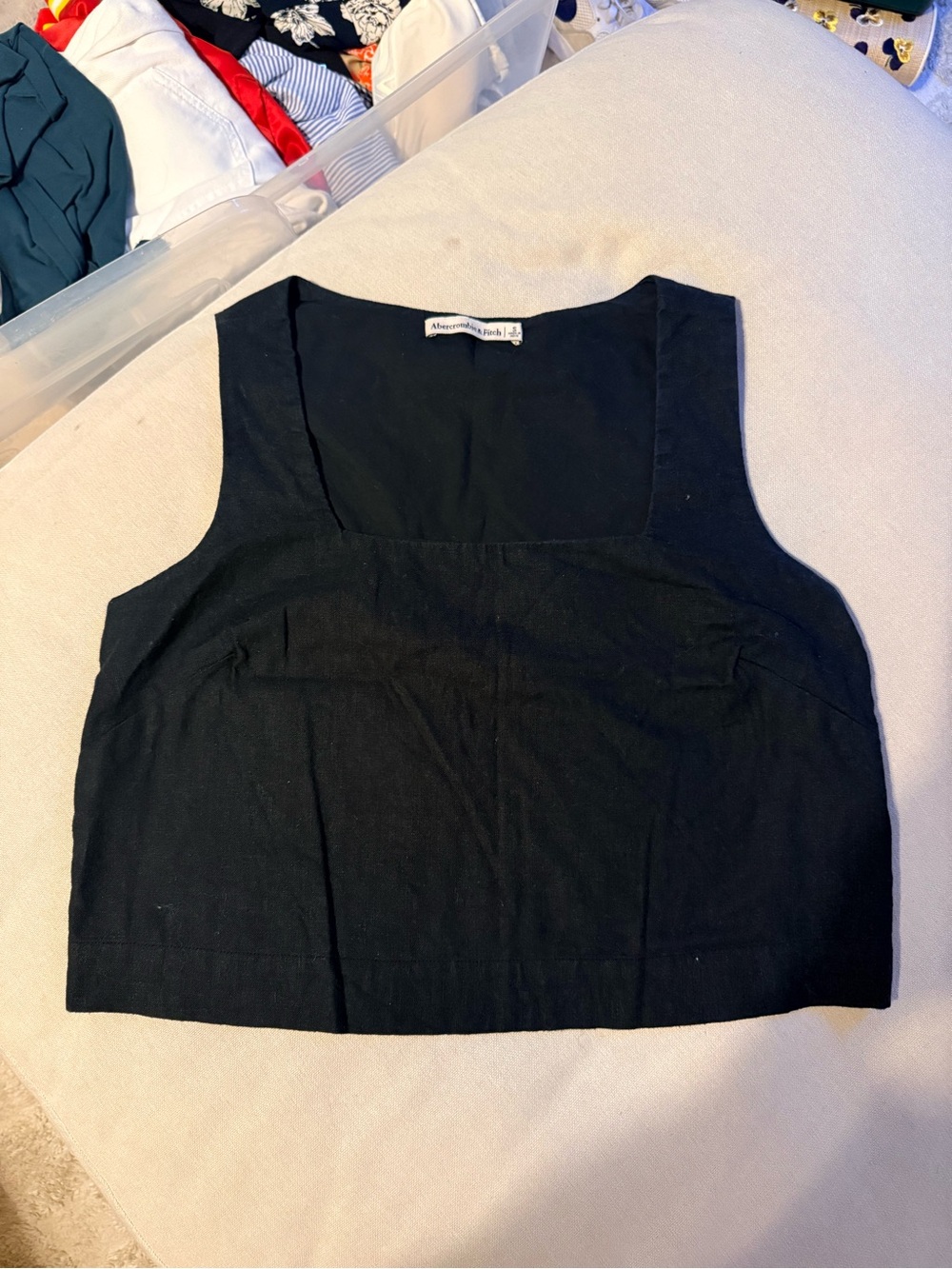 Abercrombie & Fitch Black Square-Neck Crop Tank